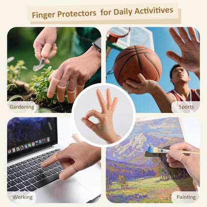 YIVCKOM Gel Finger Cots, Silicone Finger Protectors, Fingertip Bandages Band-aids for Dry Skin, Cracked Fingertip Treatment, Thumb Protector Covers for Hand Eczema Finger Arthritis (20pcs)