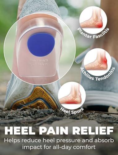 Gel Heel Pads, 6 Pack, for Achilles Tendonitis, Shoe Wedge Inserts for Plantar Fasciitis, Bone Spur, Foot Pain Relief Support, Comfort Cushion Insoles for Women/Men - görsel 3