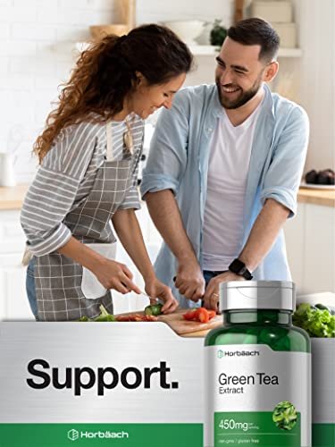 Horbäach Green Tea Extract Supplement | 450mg | 180 Capsules | Extra Strength Herbal Formula | Non-GMO and Gluten Free