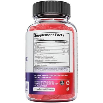 Atlantis Nutrition 8-in-1 Immune Support Gummies with Elderberry | Immune Supplement with Elderberry, Quercetin, Zinc, Vitamin C - Immunity Boosters for Adults & Kids - Delicious Flavor - 60 Count