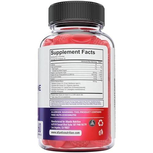 Atlantis Nutrition 8-in-1 Immune Support Gummies with Elderberry | Immune Supplement with Elderberry, Quercetin, Zinc, Vitamin C - Immunity Boosters for Adults & Kids - Delicious Flavor - 60 Count - görsel 2