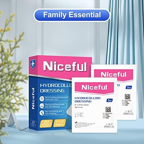 Niceful 20 Count Hydrocolloid Bandages 2"x2", Waterproof Hydrocolloid Dressing Patch, Gel Bandages for Blister & Mild Burn, Bed Sore Bandage - görsel 17