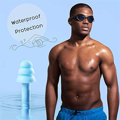 Anbow Soft Ear Plugs for Sleeping Noise Reduction, Made of Silicone, Suitable for Sleeping & Swimming, Soft Reusable Earplugs for Noise Reduction, Adjustable Size for Concerts & Snoring (6 Pairs)