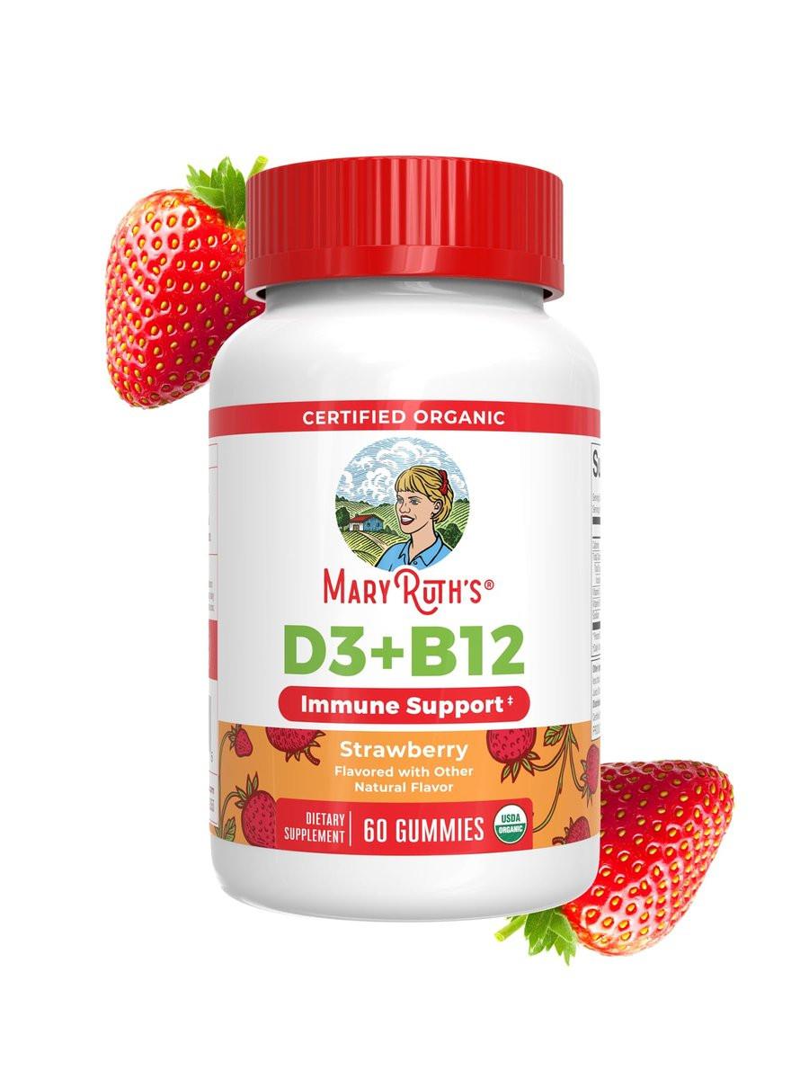 MARYRUTH'S Organic Vitamin D3 + B12 Gummies for Ages 4+ | Bone Health | Immune Support | Energy Metabolism | Cognitive Function | Vegan | Non-GMO | Gluten Free | 60 Servings | 2 Month Supply - görsel 4
