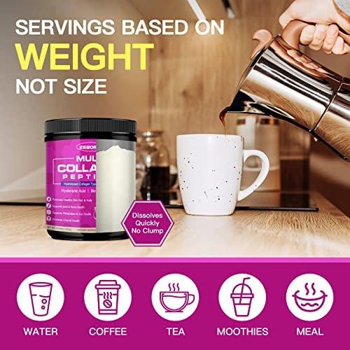 ZEBORA Multi Collagen Peptides Powder - Hydrolyzed Collagen Type I II III V X with Hyaluronic Acid, Biotin, Vitamin C - Support Skin Hair Nail Joints, Non-GMO, Unflavored, Keto Friendly - görsel 11