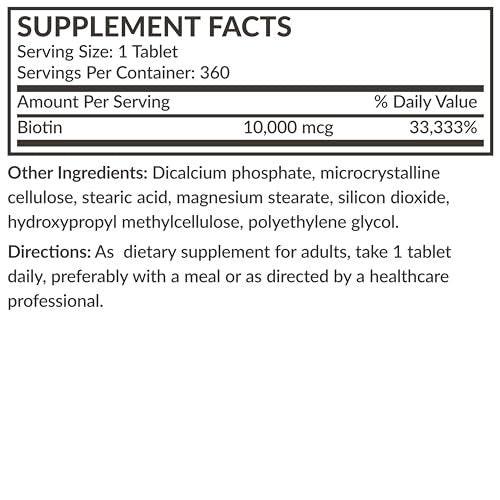 Futurebiotics Biotin 10,000 MCG High Potency Tablets Supports Healthy Hair, Skin & Nails & Energy Production, Non-GMO, 360 Vegetarian Tablets - görsel 15