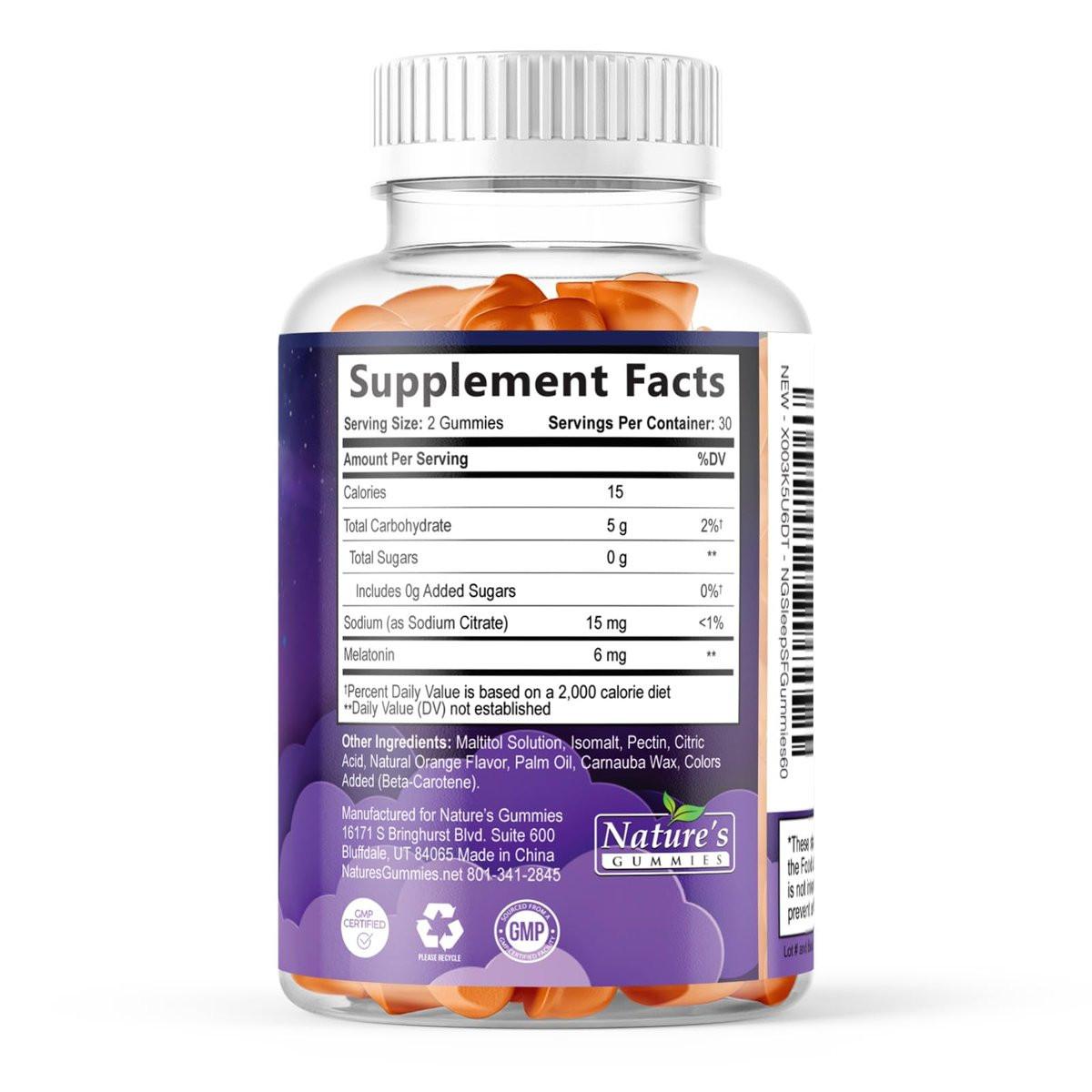 Sleep Gummies for Adults - Sugar Free Melatonin 6 MG Per Serving Gummy Supplement - Natural Zero Sugar Sleeping Gummy for Adults & Kids, Orange Flavored, Extra Strength Sleep Support - 120 Gummies - görsel 5