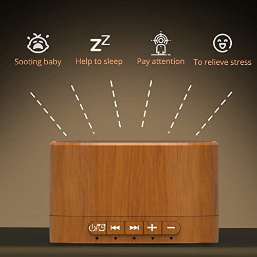 White Noise Machine Plug-in Sound Machine with 20 Non-Looping Natural Soothing Sounds and Memory Function Sleep Timer Sleep Machine with Sleep Therapy for Baby Kids Adults - New Wood Grain Added in 2025 - görsel 12