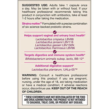 Jarrow Formulas Fem-Dophilus Advanced Vaginal & Digestive Probiotics 10 Billion CFU with 6 Science Backed Strains, for Vaginal, Urinary Tract, Digestive & Immune Support, 30 Capsules, Shelf-Stable