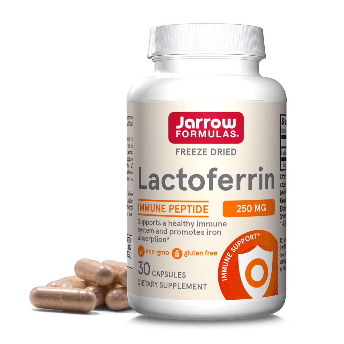 Jarrow Formulas Lactoferrin Supplements 250 mg - Immune-Supporting Glycoprotein for Healthy Immune System Support & Iron Absorption - Freeze Dried, Gluten Free, Non-GMO - 30 Capsules - görsel 14