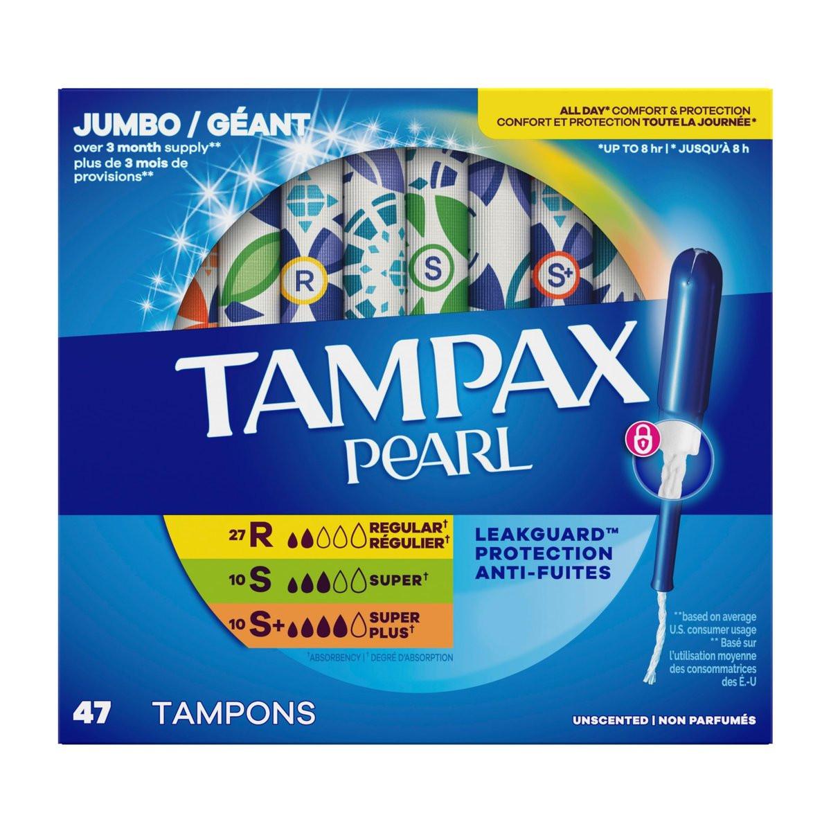 Tampax Pearl Tampons for Women, with LeakGuard Braid, Ultra Absorbency, Unscented, 60 Count - görsel 16