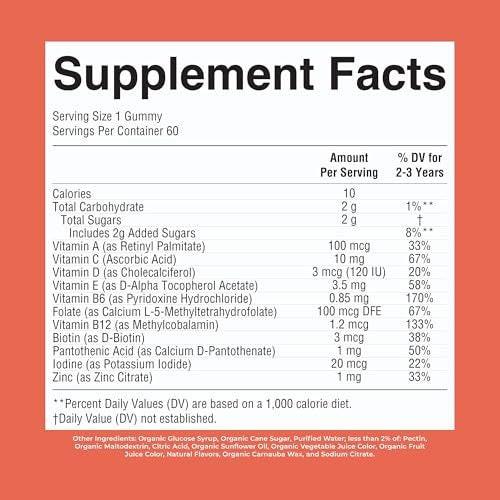 MaryRuth's Toddler Multivitamin Gummies | USDA Organic | 2 Month Supply | Kid & Toddlers Age 2+ Daily Multivitamin: Vitamin C, D3, Zinc | Kids Vitamins | Only 1 Gummy Per Day | 60 Ct (60 Day Supply) - görsel 2