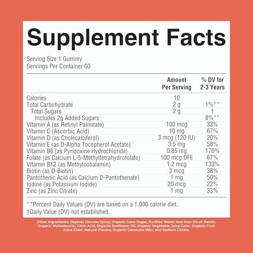 MaryRuth's Toddler Multivitamin Gummies | USDA Organic | 2 Month Supply | Kid & Toddlers Age 2+ Daily Multivitamin: Vitamin C, D3, Zinc | Kids Vitamins | Only 1 Gummy Per Day | 60 Ct (60 Day Supply) - görsel 13