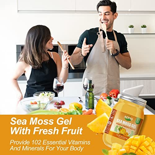 (18 OZ) Irish Sea Moss Gel Raw Vegan Mango Pineapple Flavor 102 Vitamins and Minerals Wild Harvested Non-GMO - görsel 6