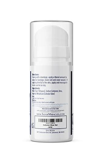 Silver Miracles - Colloidal Silver First Aid Gel - Airless Bottle - Nano Silver Gel Wound Care - Healing Ointment for Burns, Sunburns & Irritated Skin - Unscented -3.38 OZ - 25 PPM - görsel 3