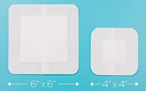 GauzeCare Island Dressing 6x6 (inch) 25 Pcs | Individually Packed Sterile Bordered Dressing | 4x4 Non-Stick Pad in Center with Acrylic Adhesive Borders | Water-Resistant Adhesive Pads for Wound Care - görsel 11