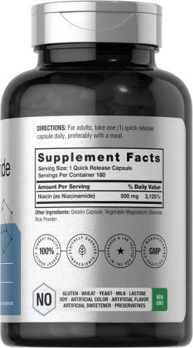 Horbäach Nicotinamide 500mg | 180 Capsules | Flush Free Dietary Supplement | Non-GMO and Gluten Free Vitamin - görsel 4
