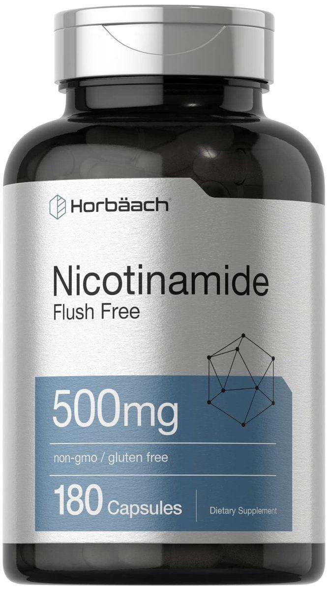Horbäach Nicotinamide 500mg | 180 Capsules | Flush Free Dietary Supplement | Non-GMO and Gluten Free Vitamin - görsel 1