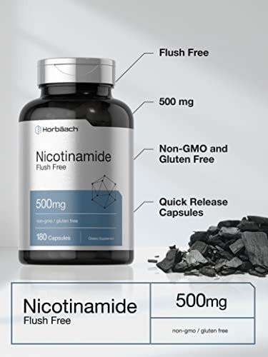 Horbäach Nicotinamide 500mg | 180 Capsules | Flush Free Dietary Supplement | Non-GMO and Gluten Free Vitamin - görsel 6