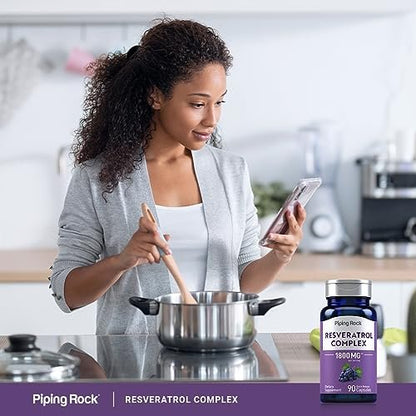 Piping Rock Resveratrol Complex | 90 Capsules | Ultra Potent | Non-GMO, Gluten Free Supplement