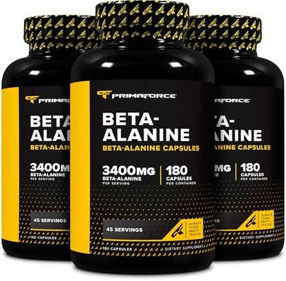 Primaforce Beta Alanine Capsules 3,400mg, 180 Capsules (45 Servings) - Potent Beta-Alanine Supplement