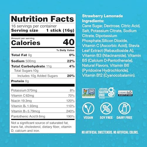 Liquid I.V.® Hydration Multiplier - Strawberry Lemonade | Electrolyte Powder Drink Mix | 1 Pack (16 Servings) - görsel 9