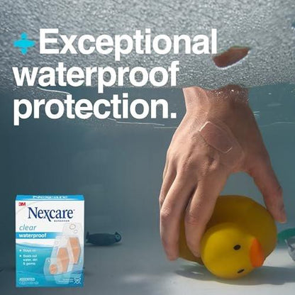 Nexcare Waterproof Clear Bandages, Covers And Protects, Assorted Sizes, 3 Packs, 150 Count