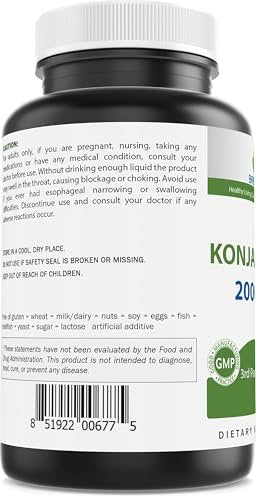Brieofood Konjac Root Glucomannan 2000 mg per Serving - 180 Vegetarian Capsules | Natural Appetite Suppressant for Weight Loss - görsel 2