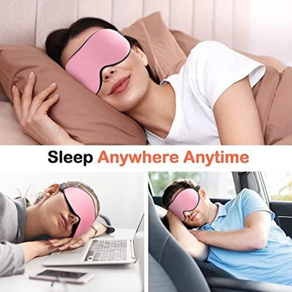 INNELO Sleep Mask for Side Sleeper, Eye Mask Sleeping Women Men, 100% Light Blocking 3D Contoured Cup Sleeping Mask Soft No Eye Pressure Cover Blindfold Night Shade for Travel Nap Yoga, Pink