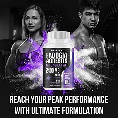 Thalacy 2400mg Fadogia Agrestis Tongkat Ali Supplement - Fadogia Agrestis 1400mg & Tongkat Ali 1000mg Ultra Blend, Maximum Strength, Muscle Mass & Athletic Performance, 60 Softgels - görsel 2