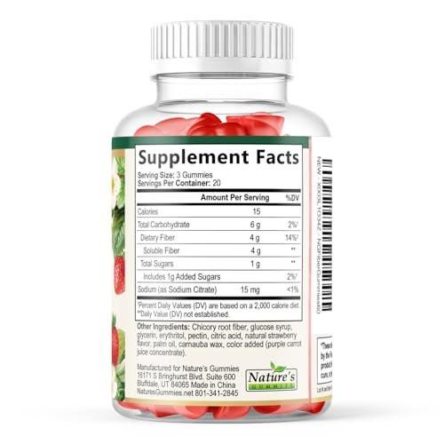 Prebiotic Fiber Gummies - 4g Dietary Fiber Per Serving - Extra Strength Daily Supplement for Adults - Tasty Strawberry Flavor - Plant Based Digestive and Regularity Support - 60 Gummies - görsel 1