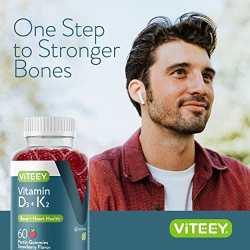 VITEEY Vitamin D3 K2 Gummies - 1000 IU – Promotes Heart Health: Vitamin K2 plays a crucial role in preventing – Image 3