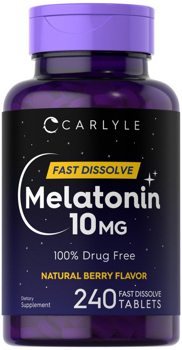 Carlyle Melatonin 10mg Fast Dissolve Tablets | 240 Count | Berry Flavor | 100% Drug Free | Vegetarian, Non-GMO, Gluten Free Supplement - görsel 6