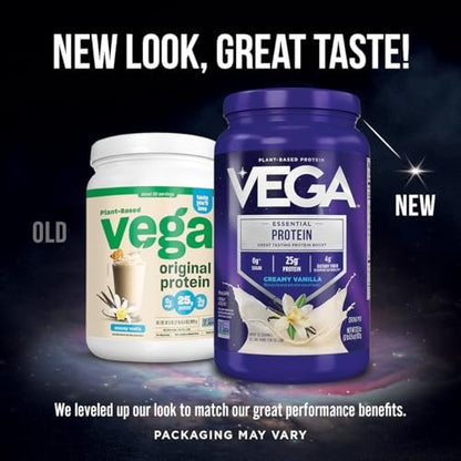 Vega Essential Protein – 25g Vegan Protein Powder, Rich Chocolate for a High Protein, Zero Sugar Shake – Large Tub, 32.5oz (20 Servings)