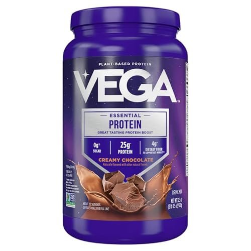 Vega Essential Protein – 25g Vegan Protein Powder, Rich Chocolate for a High Protein, Zero Sugar Shake – Large Tub, 32.5oz (20 Servings) - görsel 2
