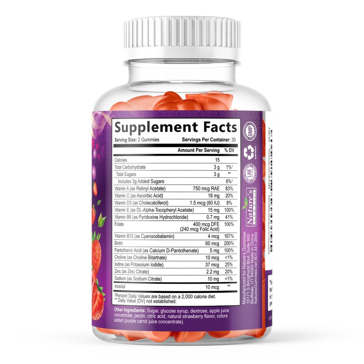 Multivitamin Gummies for Adults - Complete Multivitamin Gummy for Women & Men - Essential Vitamins & Minerals with Vitamins A, C, D, E, & High Potency B12 - Vegetarian Gummy Multivitamins - 60 Gummies - görsel 11