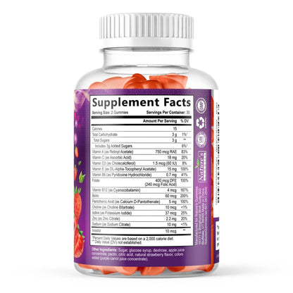 Multivitamin Gummies for Adults - Complete Multivitamin Gummy for Women & Men - Essential Vitamins & Minerals with Vitamins A, C, D, E, & High Potency B12 - Vegetarian Gummy Multivitamins - 60 Gummies
