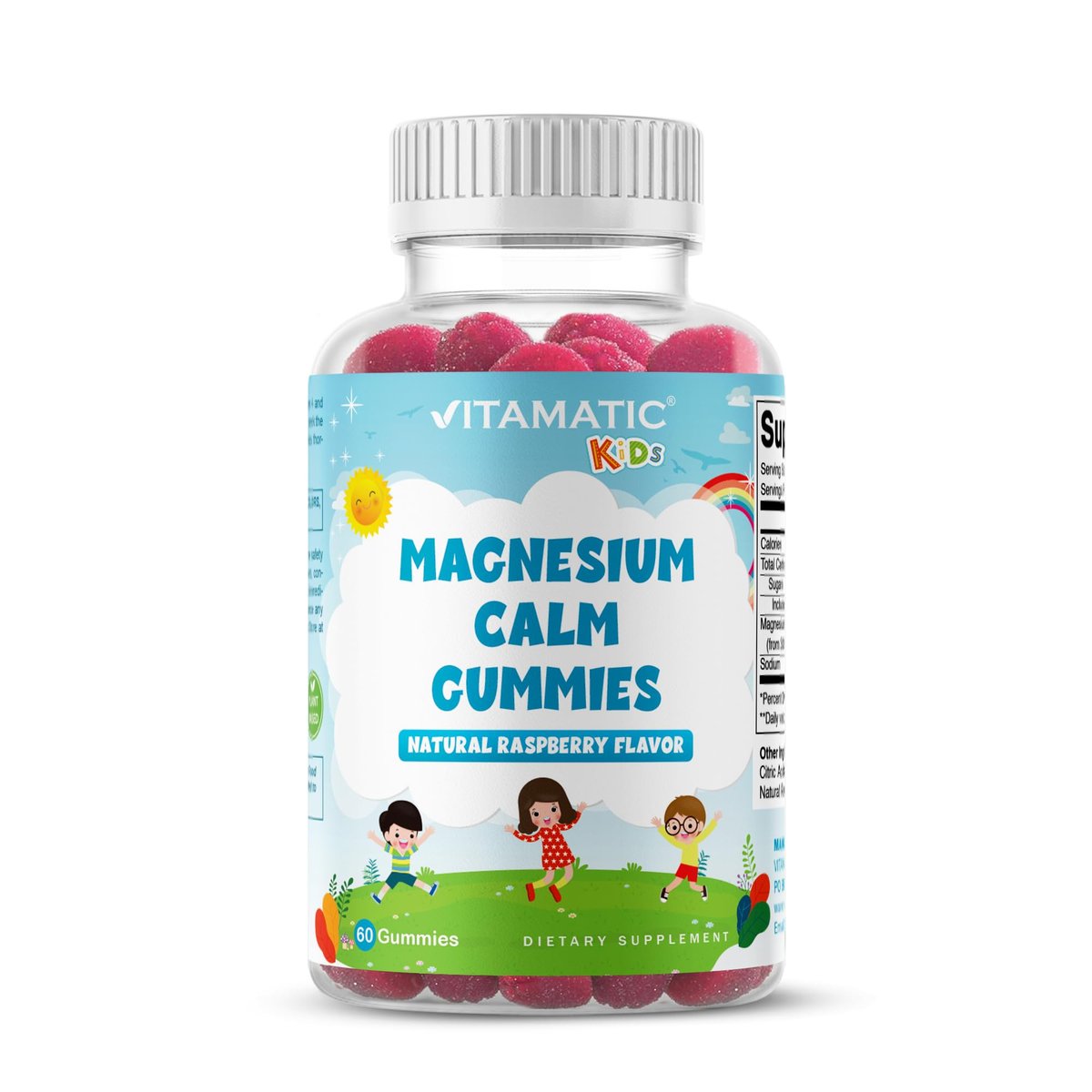 Vitamatic Kids Magnesium Calm Gummies - 60 Vegan Count - Great Tasting - Promote Healthy, Muscle, Bone, & Energy Support - görsel 5