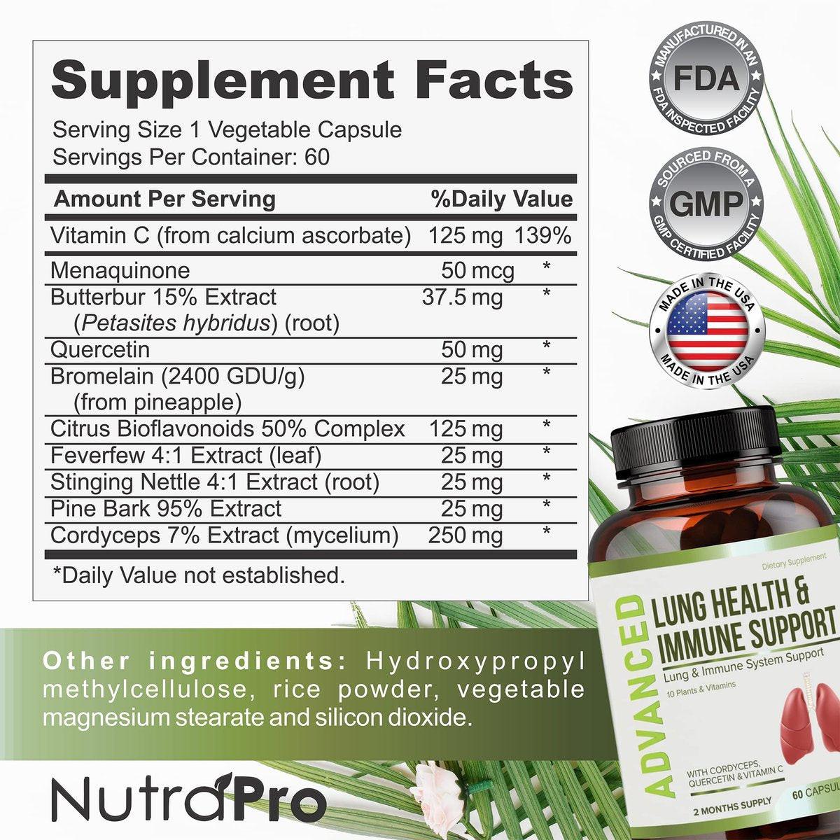Lung Health & Immune Support Supplement - Lung Cleanse and Detox With Immunity Vitamins For Better Lungs, Immune Defense, Clear Lungs & Deep Breathing Including Quercetin & Cordyceps - Two Months Supply - görsel 10