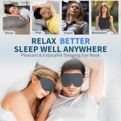 ZGGCD Sleep Mask for Side Sleeper, Light Blocking Sleeping Eye Mask for Women Men, 3D Contoured Cup Night Blindfold, Luxury Eye Cover Eyeshade with Adjustable Strap for Travel, Nap, Grey - görsel 4