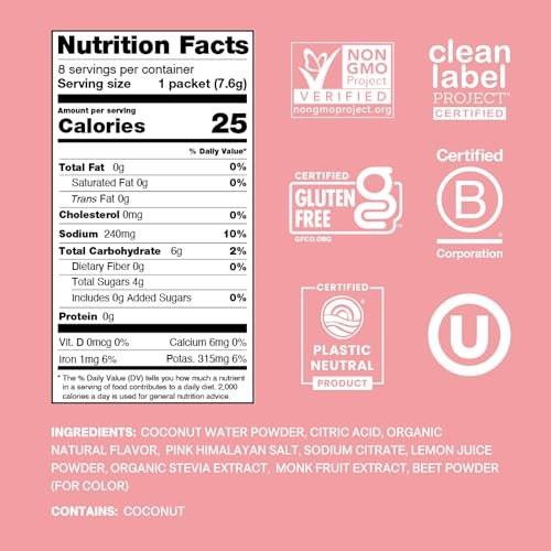 Cure Hydration Plant-Based Electrolyte Drink Mix | No Added Sugar | Dehydration Relief | Coconut Water Powder | FSA-HSA Eligible | Non-GMO, Vegan | 8 Packets – Strawberry Kiwi - görsel 4