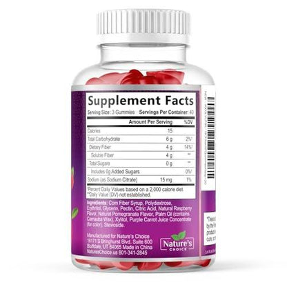 Fiber Gummies For Adults - Daily Digestive Health & Regularity Support - Sugar Free Soluble Fiber 4g Per Serving Gummy Supplement - Plant Based Prebiotic Gut & Digestion Support Gummy - 120 Gummies
