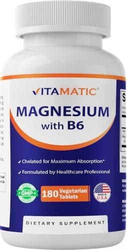 Vitamatic Magnesium with B6-180 Vegetarian Tablets (Uncoated) - Added B6 for Maximum Absorption - Supports Muscle, Joint, and Heart Health - görsel 10