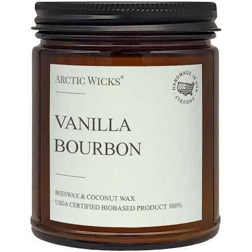 Vanilla Bourbon Candle | Arctic Wicks 9oz Coconut & Beeswax Candles | Scented Non-Toxic Candles for Fall, Winter, Holidays, Gifts For Him, Whiskey Bourbon, Vanilla Candle | USDA Certified Biobased - görsel 7