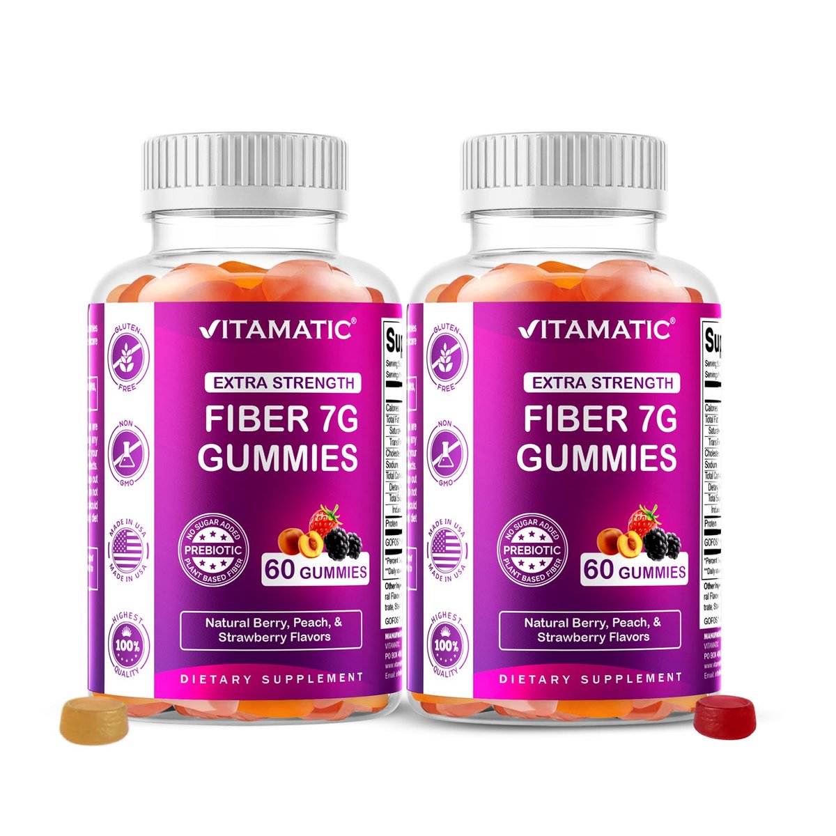 Vitamatic Prebiotic Fiber Gummies for Adults – Convenient Gummy Form: Easy to take on the go, no need for water – Image 15