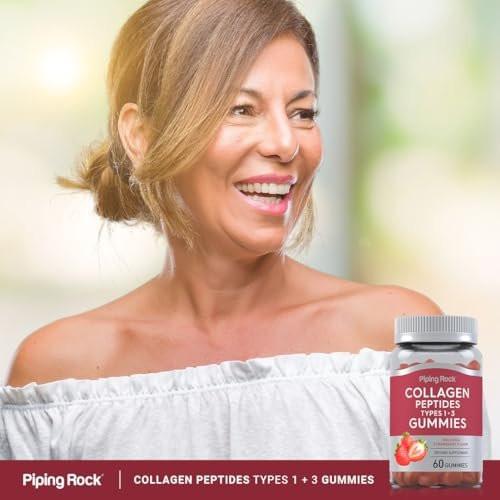 Piping Rock Collagen Gummies | 60 Count | Collagen Peptides Type 1 and 3 | Strawberry Flavor | Bovine Supplement | Non-GMO, Gluten Free - görsel 4