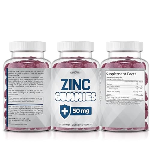 NEW AGE Zinc Gummies - 50mg Zinc Supplement, Immune Support, Antioxidant, Non-GMO (60 Count) - görsel 13