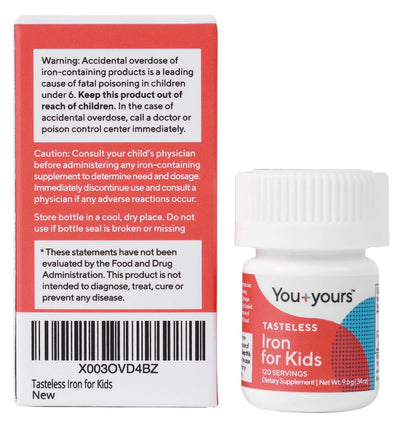 Tasteless Iron for Kids + Toddlers - 4-Month Supply - No Sweeteners, Flavors or Preservatives. Add to Beverages or Food. Pure, Flavorless Children's Iron Supplement.