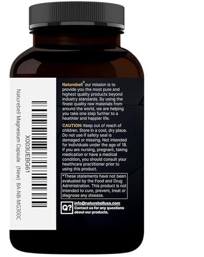 Magnesium Complex 400mg, 300 Capsules | Glycinate, Citrate | Chelated & Purified | Bone, Heart & Digestion Support | Non-GMO - görsel 13
