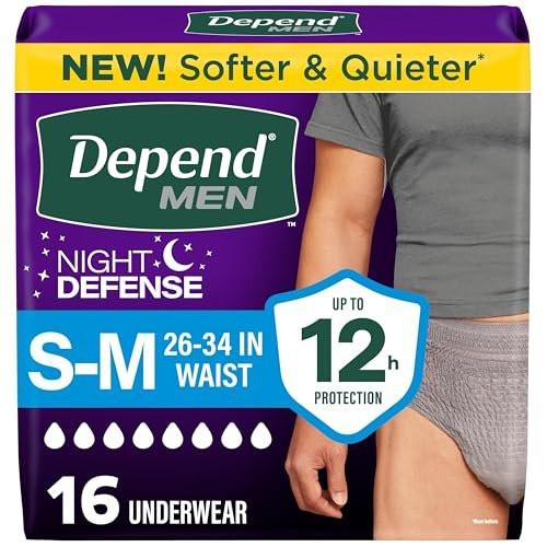 Depend Night Defense Adult Diapers, Incontinence Underwear for Men, Disposable, Overnight, Small/Medium, Grey, 16 Count - görsel 2